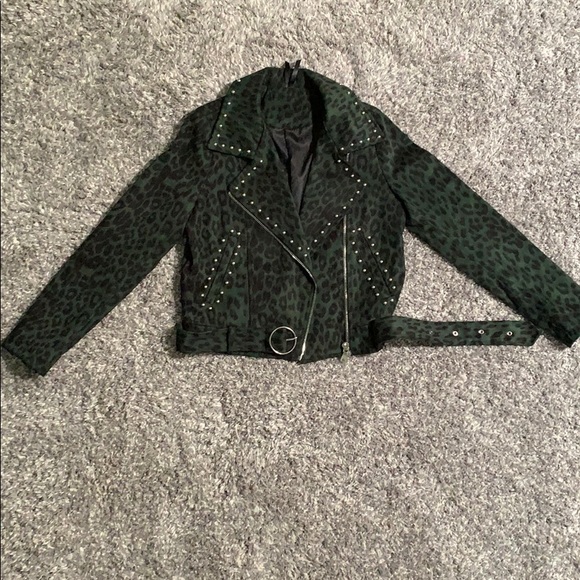 Nasty Gal Leopard Moto Jacket with Studs - Picture 15 of 16